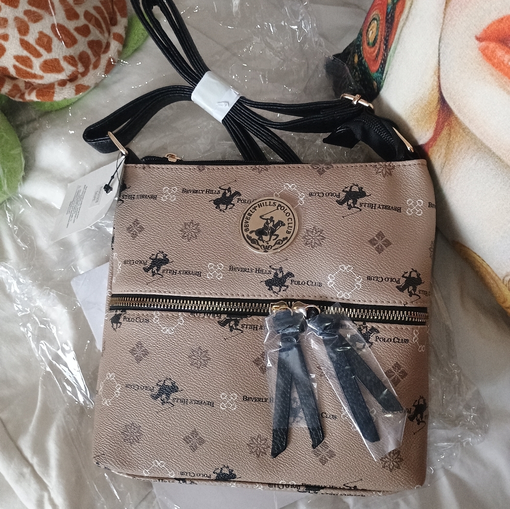 Beverly Hills Polo Club Tan And Black Crossbody Women's Bag